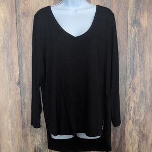 NWT Old Navy Black Long Sleeve V Neck Tee XL                                D264